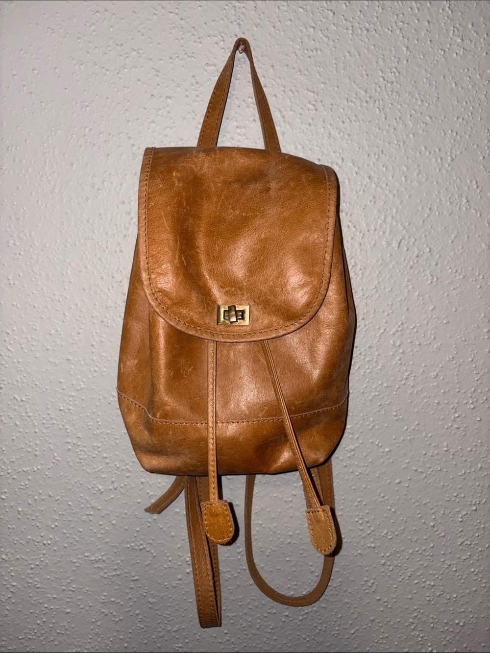 Joyn Classic Leather Mini Backpack in Tan - Everyday Convertible Carry